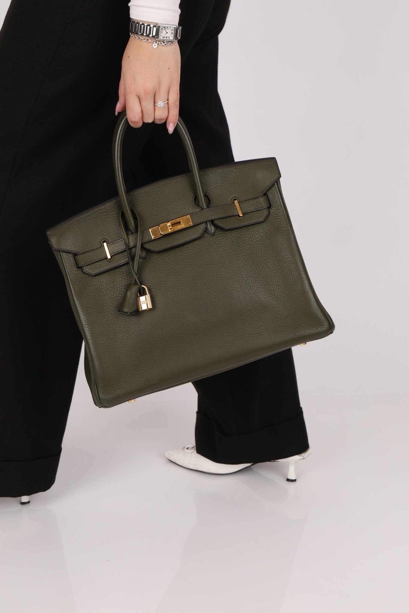 Ultra - Rare Hermès x Margiela 2000 Khaki Togo Retourne Birkin 35 GHW - FashioNica