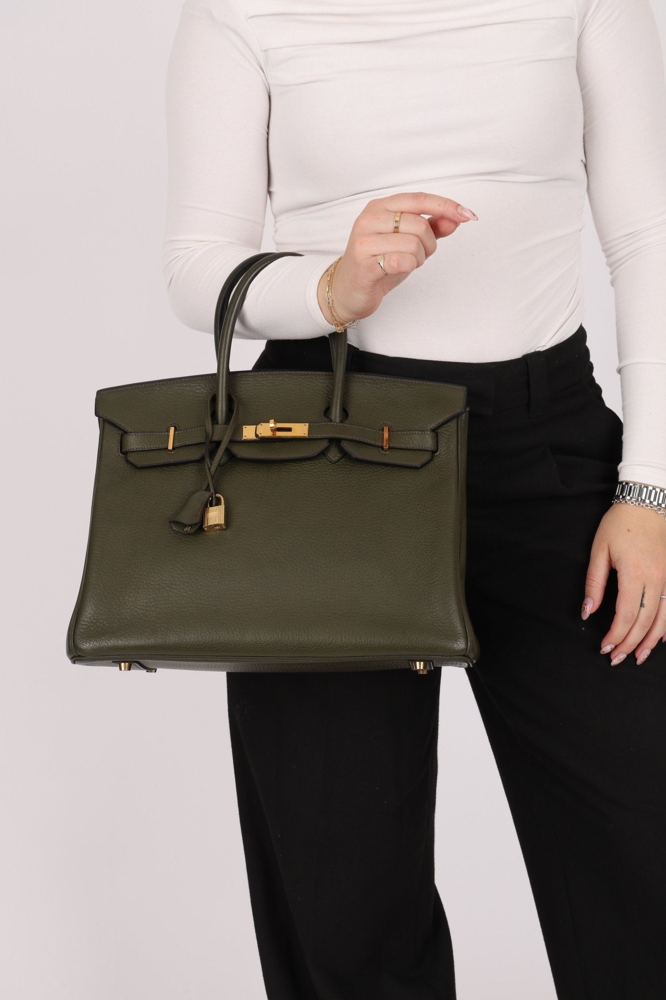 Ultra - Rare Hermès x Margiela 2000 Khaki Togo Retourne Birkin 35 GHW - FashioNica