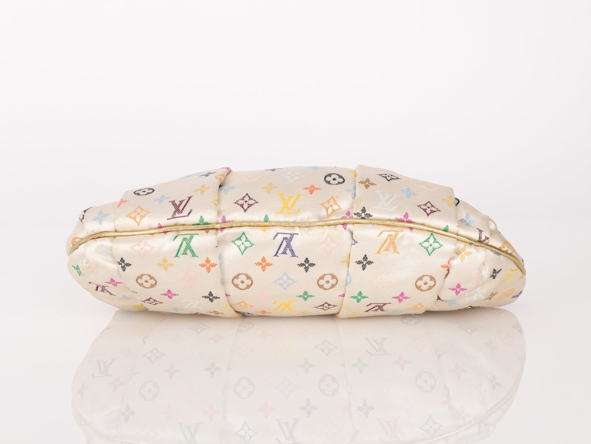 Ultra - Rare Louis Vuitton x Takashi Murakami Multicolor Monogram Satin Aumoniere Clutch on Chain - FashioNica