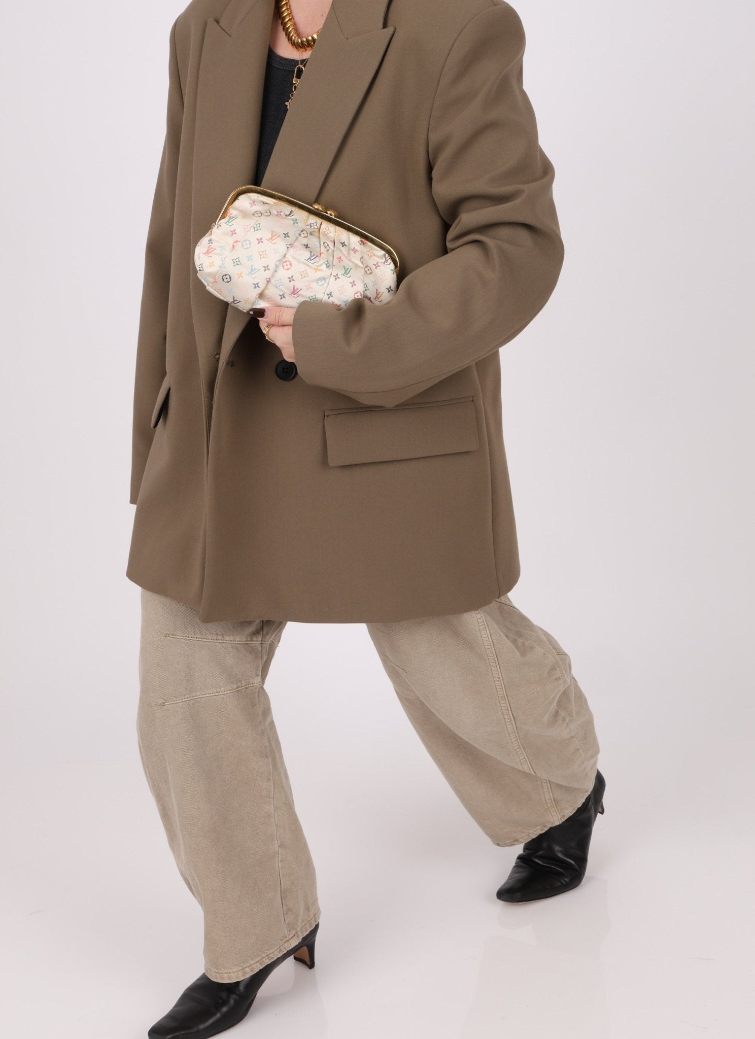 Ultra - Rare Louis Vuitton x Takashi Murakami Multicolor Monogram Satin Aumoniere Clutch on Chain - FashioNica