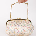 Ultra - Rare Louis Vuitton x Takashi Murakami Multicolor Monogram Satin Aumoniere Clutch on Chain - FashioNica