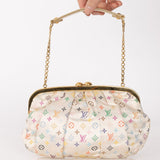 Ultra - Rare Louis Vuitton x Takashi Murakami Multicolor Monogram Satin Aumoniere Clutch on Chain - FashioNica