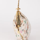 Ultra - Rare Louis Vuitton x Takashi Murakami Multicolor Monogram Satin Aumoniere Clutch on Chain - FashioNica