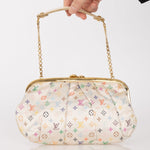 Ultra - Rare Louis Vuitton x Takashi Murakami Multicolor Monogram Satin Aumoniere Clutch on Chain - FashioNica
