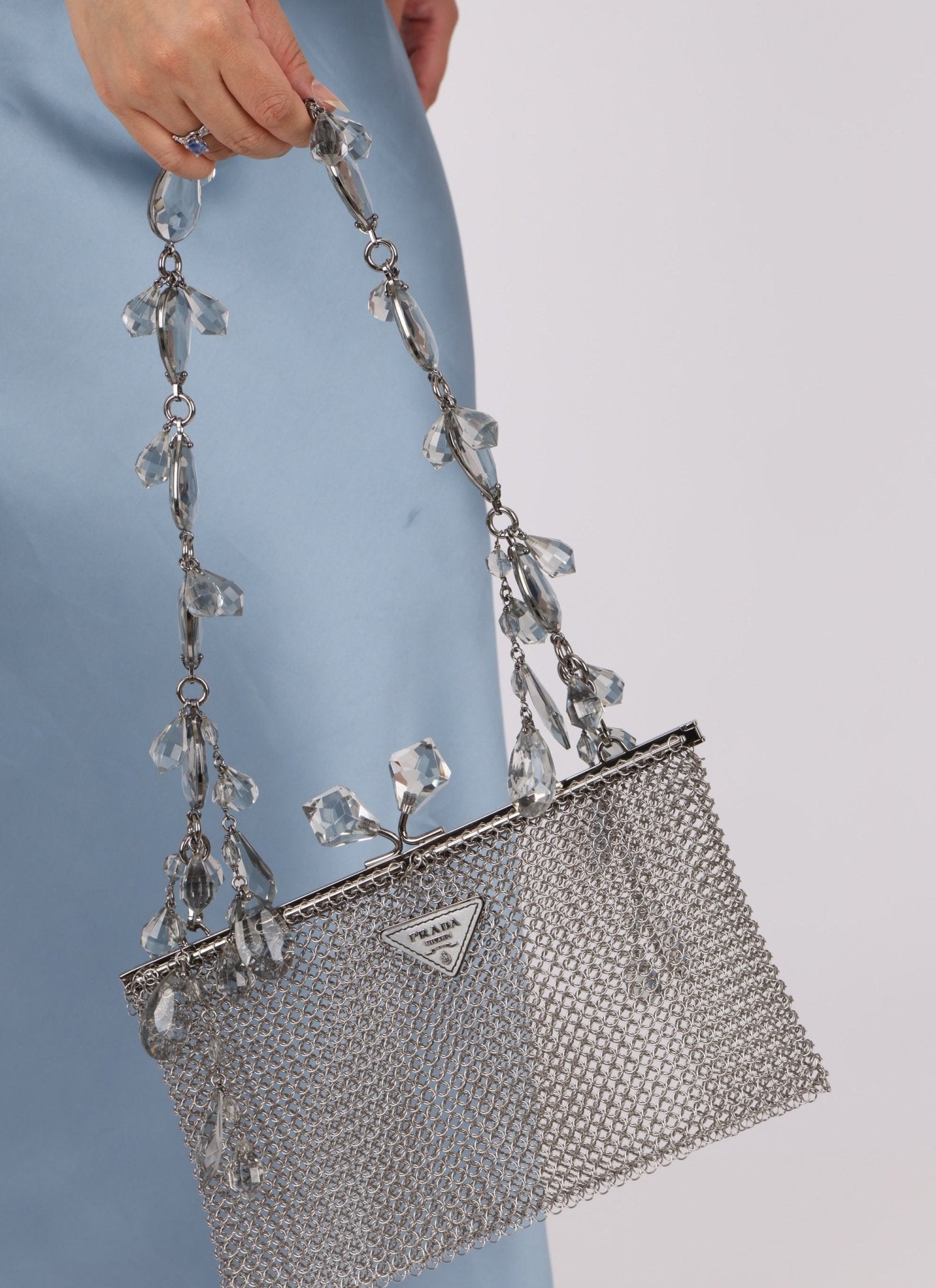 Ultra - Rare Prada Crystal Chainmail Shoulder Bag - FashioNica