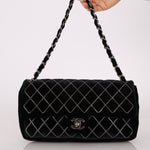 Ultra - Rare Runway Chanel 2004 Velvet East West Chain Stitch Single Flap - FashioNica