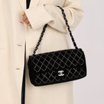 Ultra - Rare Runway Chanel 2004 Velvet East West Chain Stitch Single Flap - FashioNica