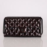 Ultra - Rare Runway Chanel 2014 Chocolate Patent Metal Handle Clutch - FashioNica