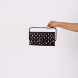 Ultra - Rare Runway Chanel 2014 Chocolate Patent Metal Handle Clutch - FashioNica