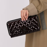 Ultra - Rare Runway Chanel 2014 Chocolate Patent Metal Handle Clutch - FashioNica