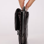 Ultra - Rare Runway Chanel 2014 Chocolate Patent Metal Handle Clutch - FashioNica