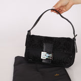 Ultra - Rare Vintage Fendi Lizard - Trimmed Beaded Zucchino Mother of Pearl Baguette - FashioNica