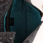 Ultra - Rare Vintage Fendi Lizard - Trimmed Beaded Zucchino Mother of Pearl Baguette - FashioNica