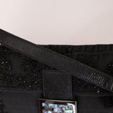 Ultra - Rare Vintage Fendi Lizard - Trimmed Beaded Zucchino Mother of Pearl Baguette - FashioNica