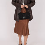 Ultra - Rare Vintage Fendi Lizard - Trimmed Beaded Zucchino Mother of Pearl Baguette - FashioNica