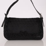 Ultra - Rare Vintage Fendi Lizard - Trimmed Beaded Zucchino Mother of Pearl Baguette - FashioNica