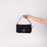 Ultra - Rare Vintage Fendi Lizard - Trimmed Beaded Zucchino Mother of Pearl Baguette - FashioNica