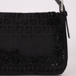 Ultra - Rare Vintage Fendi Lizard - Trimmed Beaded Zucchino Mother of Pearl Baguette - FashioNica