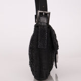 Ultra - Rare Vintage Fendi Lizard - Trimmed Beaded Zucchino Mother of Pearl Baguette - FashioNica