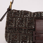 Ultra - Rare Vintage Fendi Zucca Beaded & Wood Baguette - FashioNica