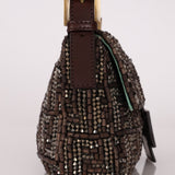 Ultra - Rare Vintage Fendi Zucca Beaded & Wood Baguette - FashioNica