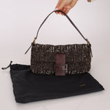 Ultra - Rare Vintage Fendi Zucca Beaded & Wood Baguette - FashioNica