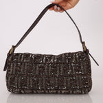 Ultra - Rare Vintage Fendi Zucca Beaded & Wood Baguette - FashioNica