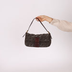 Ultra - Rare Vintage Fendi Zucca Beaded & Wood Baguette - FashioNica