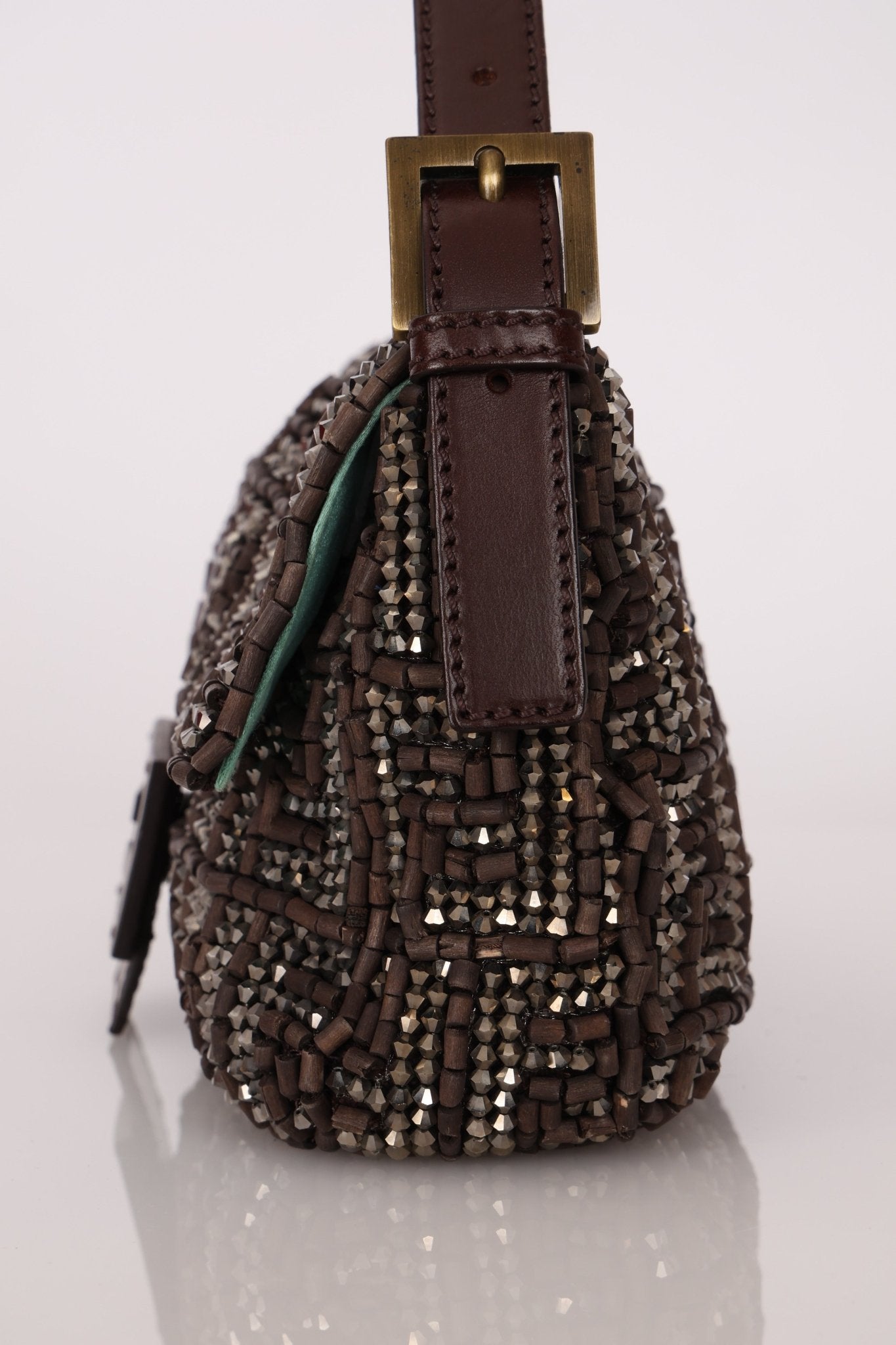 Ultra - Rare Vintage Fendi Zucca Beaded & Wood Baguette - FashioNica