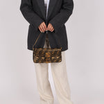 Ultra - Rare Vintage Fendi Zucca Sequin Snakeskin Baguette - FashioNica