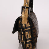 Ultra - Rare Vintage Fendi Zucca Sequin Snakeskin Baguette - FashioNica