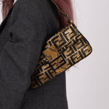 Ultra - Rare Vintage Fendi Zucca Sequin Snakeskin Baguette - FashioNica