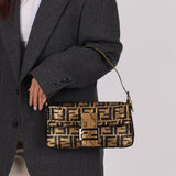 Ultra - Rare Vintage Fendi Zucca Sequin Snakeskin Baguette - FashioNica