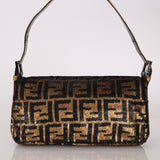Ultra - Rare Vintage Fendi Zucca Sequin Snakeskin Baguette - FashioNica