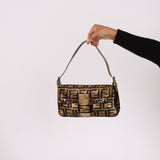 Ultra - Rare Vintage Fendi Zucca Sequin Snakeskin Baguette - FashioNica