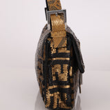 Ultra - Rare Vintage Fendi Zucca Sequin Snakeskin Baguette - FashioNica