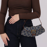 Vintage Celine Triomphe Denim Ava Shoulder Bag - FashioNica