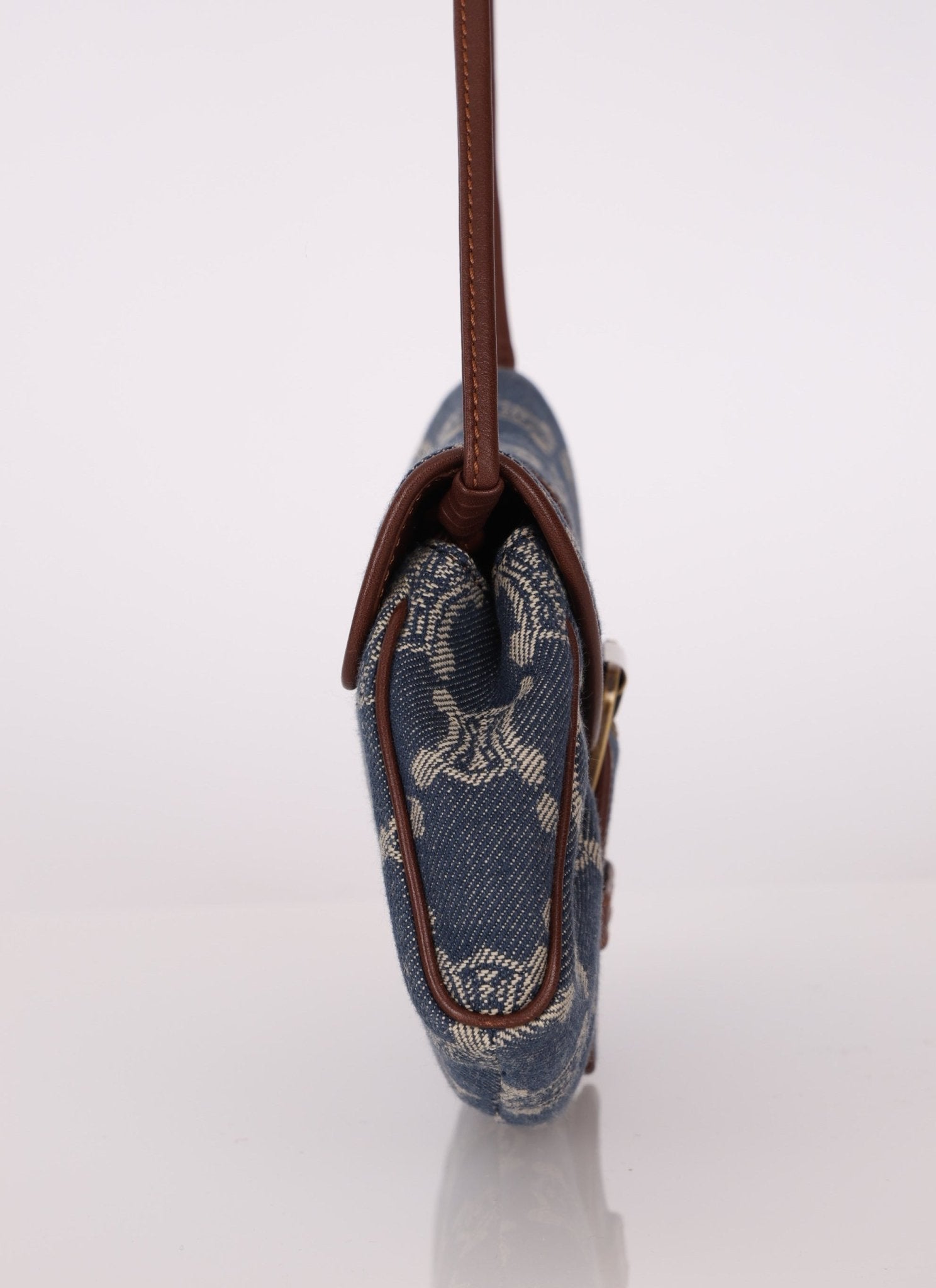 Vintage Celine Triomphe Denim Ava Shoulder Bag - FashioNica