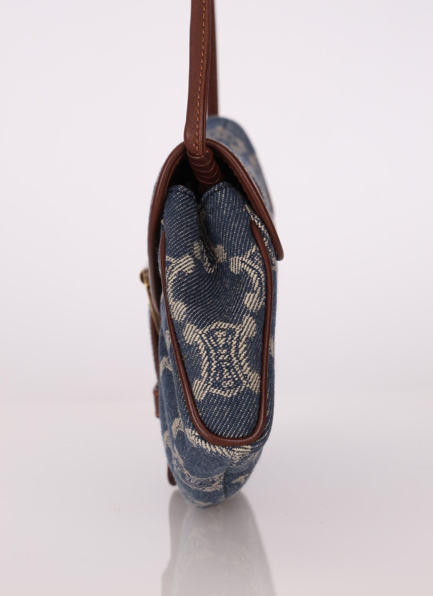 Vintage Celine Triomphe Denim Ava Shoulder Bag - FashioNica