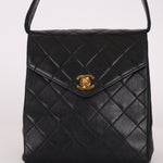 Vintage Chanel 1991 Lambskin Turnlock Kelly Top Handle 24K GP - FashioNica