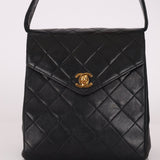 Vintage Chanel 1991 Lambskin Turnlock Kelly Top Handle 24K GP - FashioNica