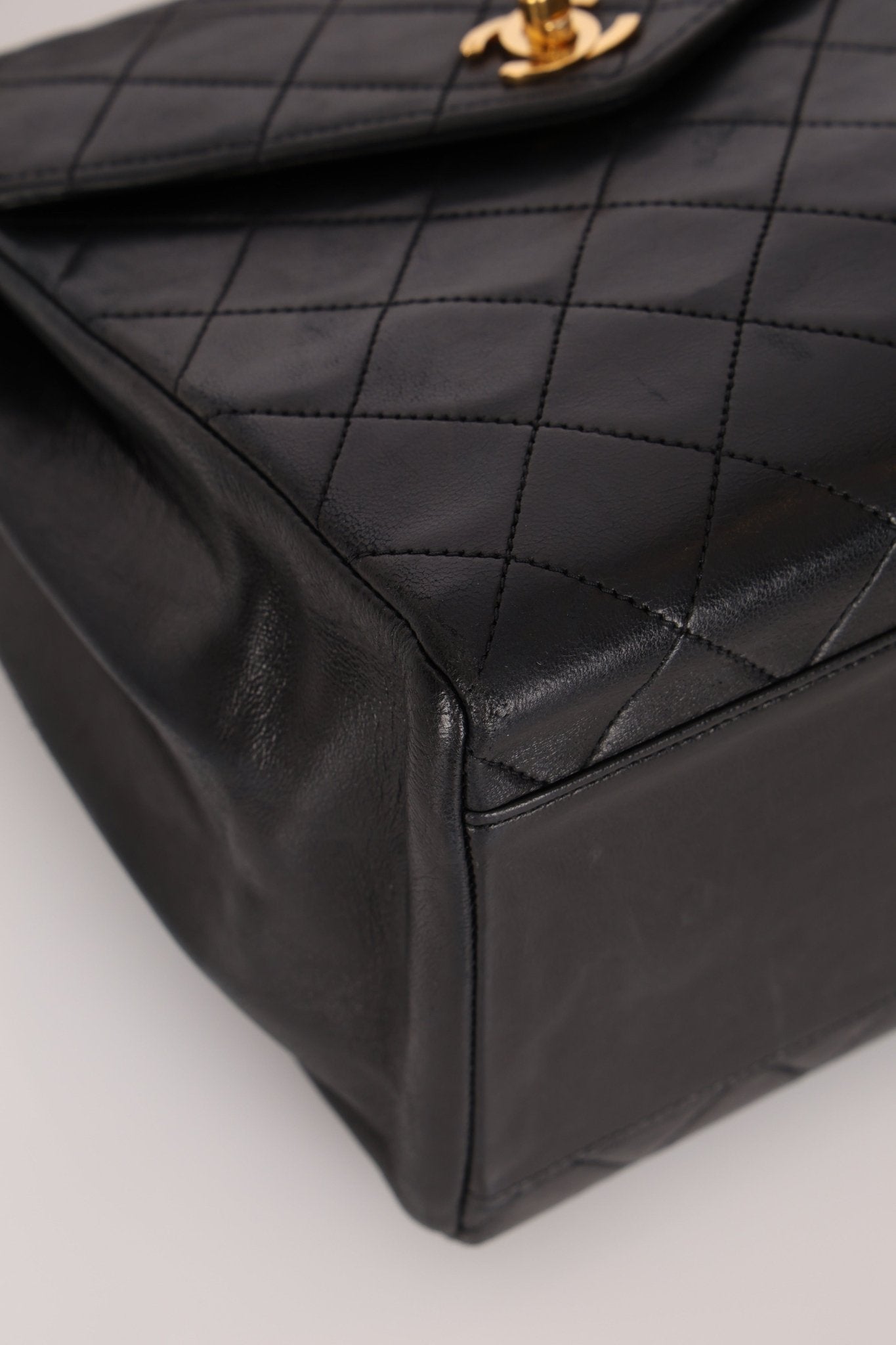 Vintage Chanel 1991 Lambskin Turnlock Kelly Top Handle 24K GP - FashioNica