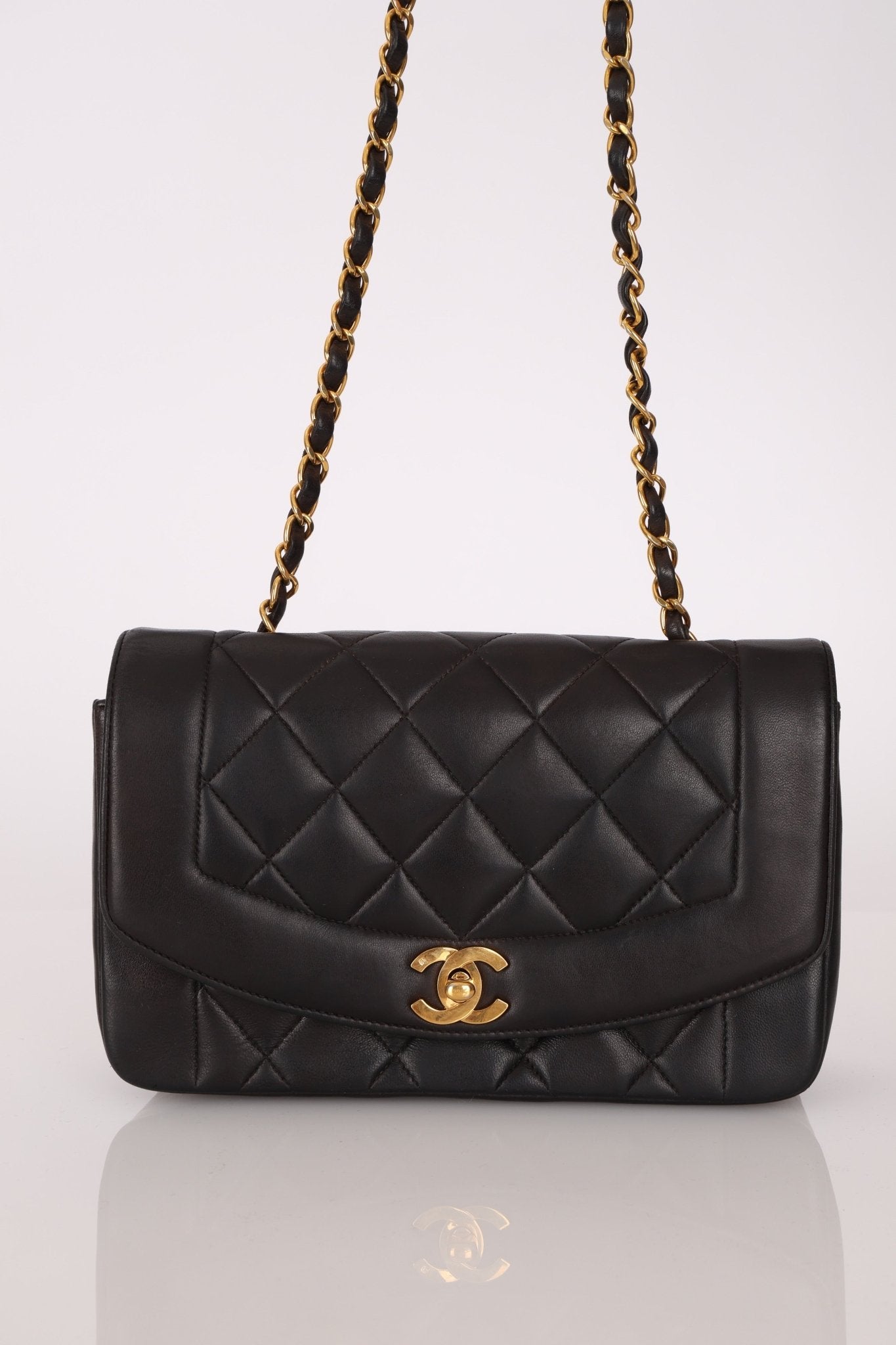 Vintage Chanel 1993 Lambskin Small Diana 24k GP - FashioNica