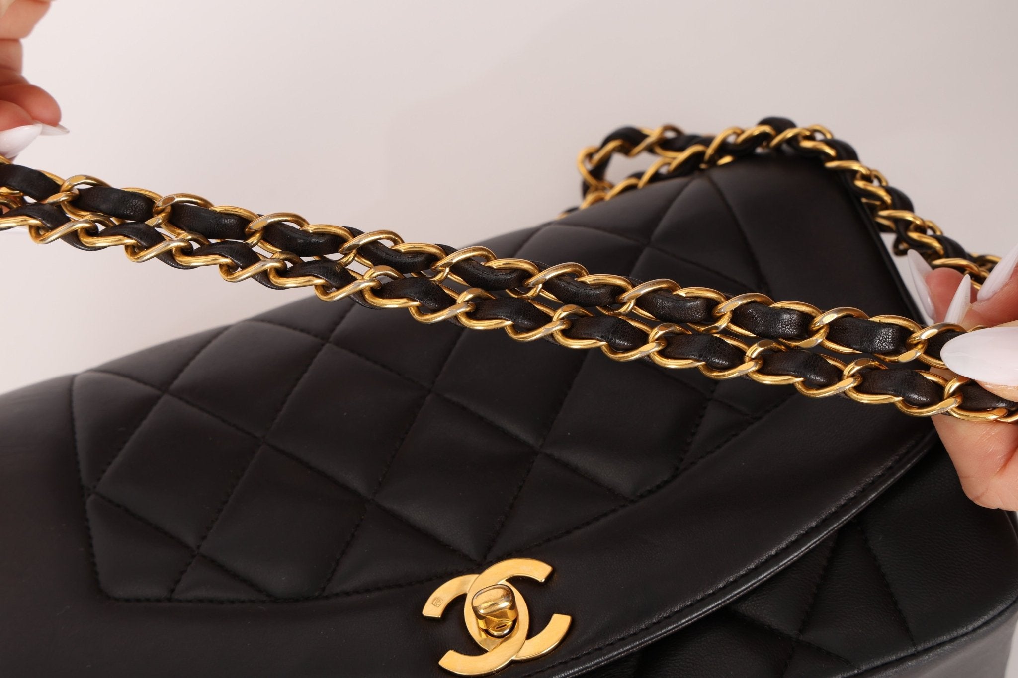 Vintage Chanel 1993 Lambskin Small Diana 24k GP - FashioNica