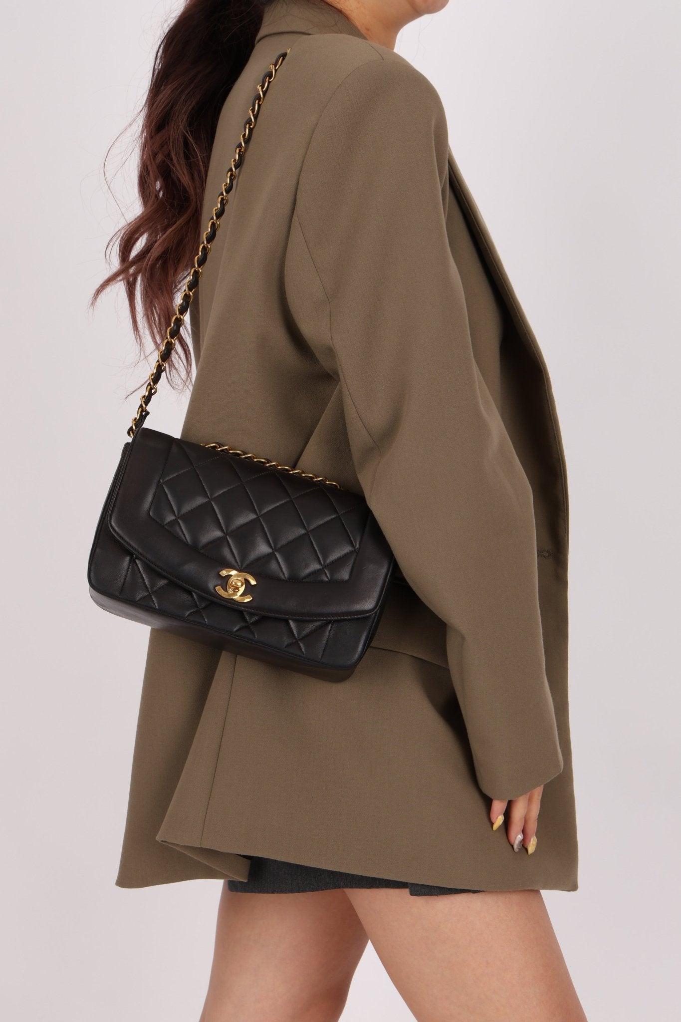 Vintage Chanel 1993 Lambskin Small Diana 24k GP - FashioNica