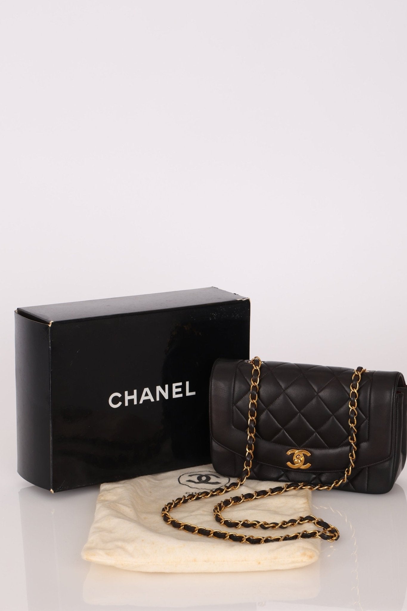 Vintage Chanel 1993 Lambskin Small Diana 24k GP - FashioNica