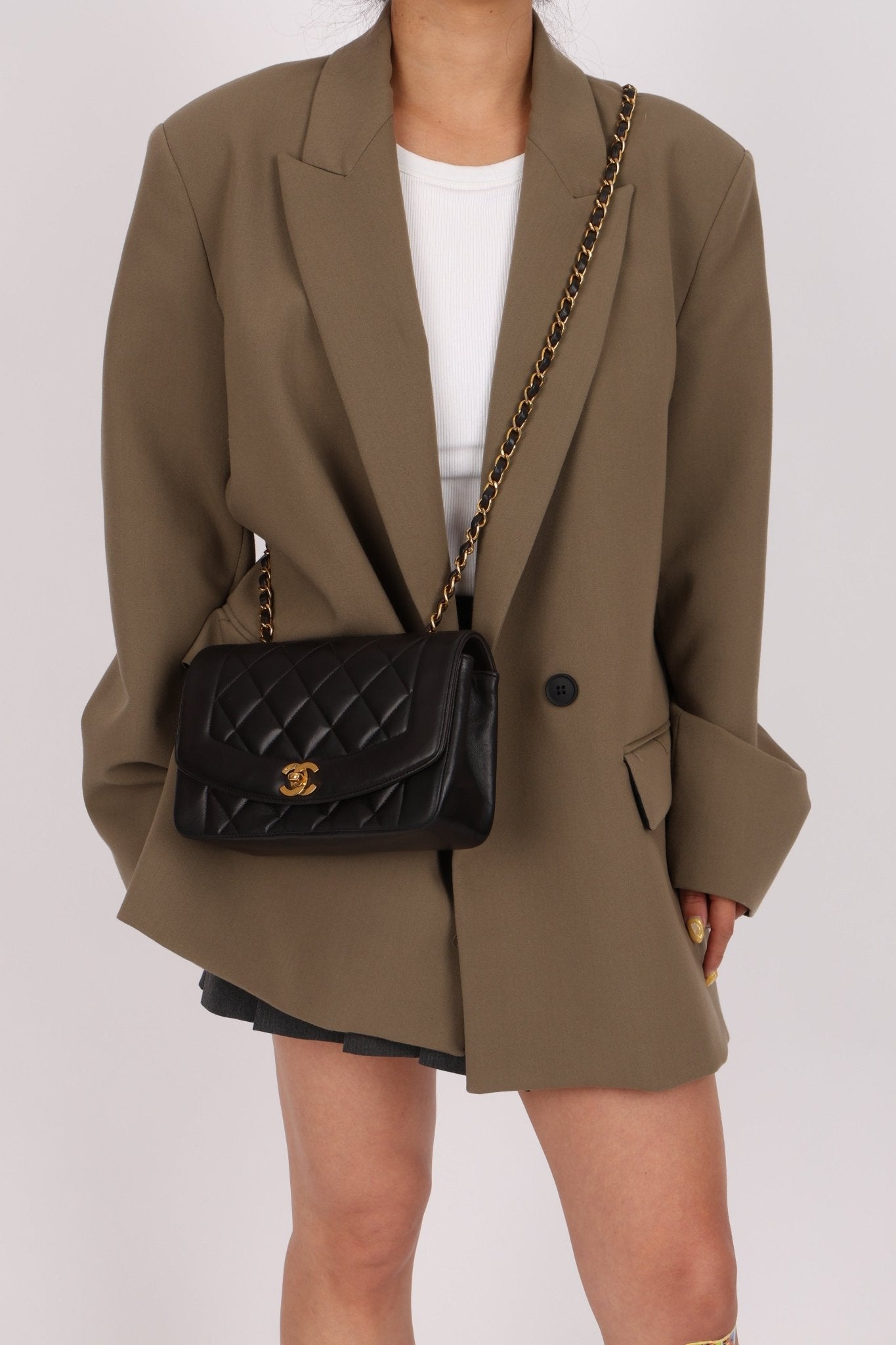 Vintage Chanel 1993 Lambskin Small Diana 24k GP - FashioNica