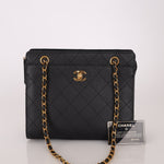 Vintage Chanel 1997 24K GP Caviar Chain Zip Mini Tote - FashioNica