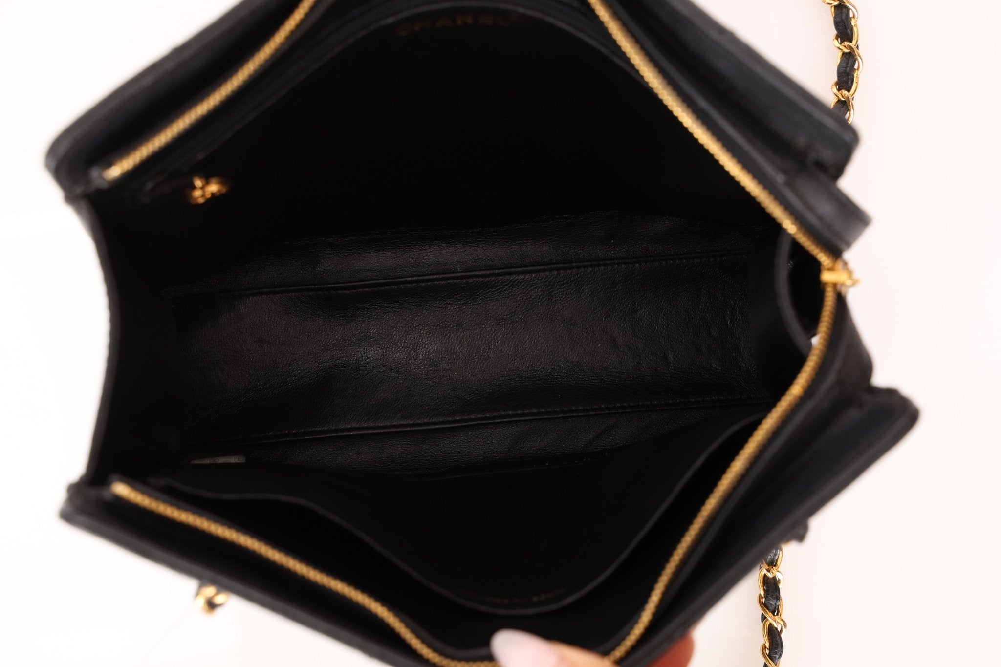 Vintage Chanel 1997 24K GP Caviar Chain Zip Mini Tote - FashioNica