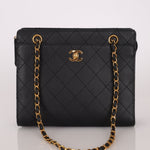 Vintage Chanel 1997 24K GP Caviar Chain Zip Mini Tote - FashioNica